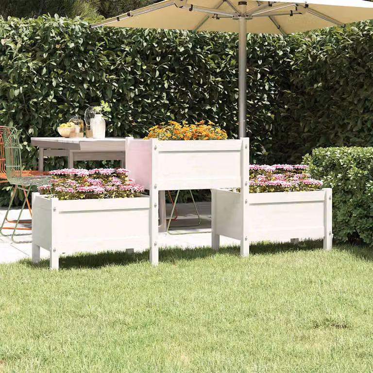 vidaXL Fioriera rialzata in legno di pino bianco L: 178,5 cm, P: 44 cm, H: 75 cm