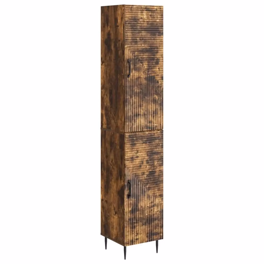 Set di 2 armadi moderni vidaXL in legno MDF color rovere marrone con ante scorrevoli e ripiani interni L/P/H: 170 x 34,5 x 90 cm – 2