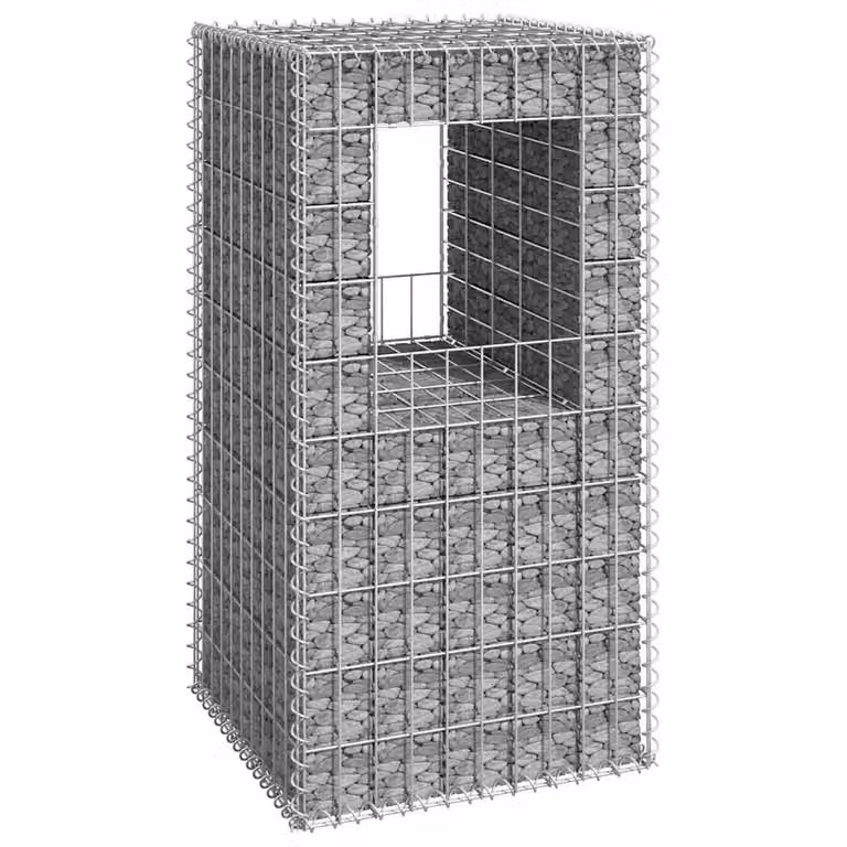 Cesto a gabbione a torre vidaXL in metallo grigio L/P/H: 50 x 50 x 100 cm