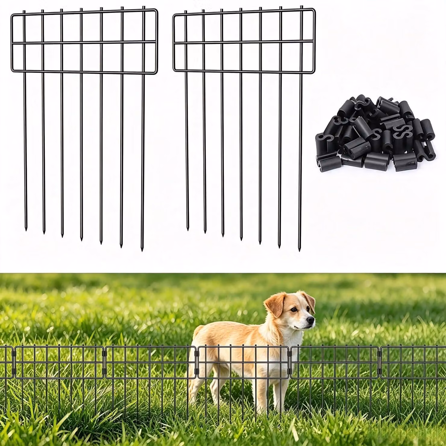 10 recinzioni per animali, alte 43 cm e lunghe 3 metri, ideali per cani e conigli