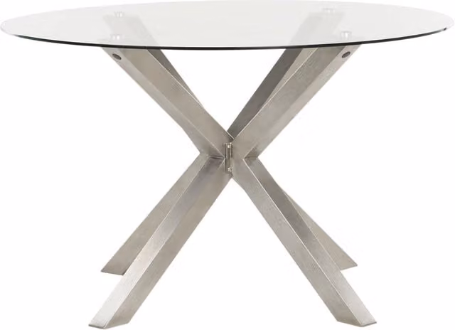 Tavolo da Pranzo da Giardino Argento Gambe in Acciaio Inox Piano in Vetro Trasparente Rotondo ø 120 cm Outdoor Moderno