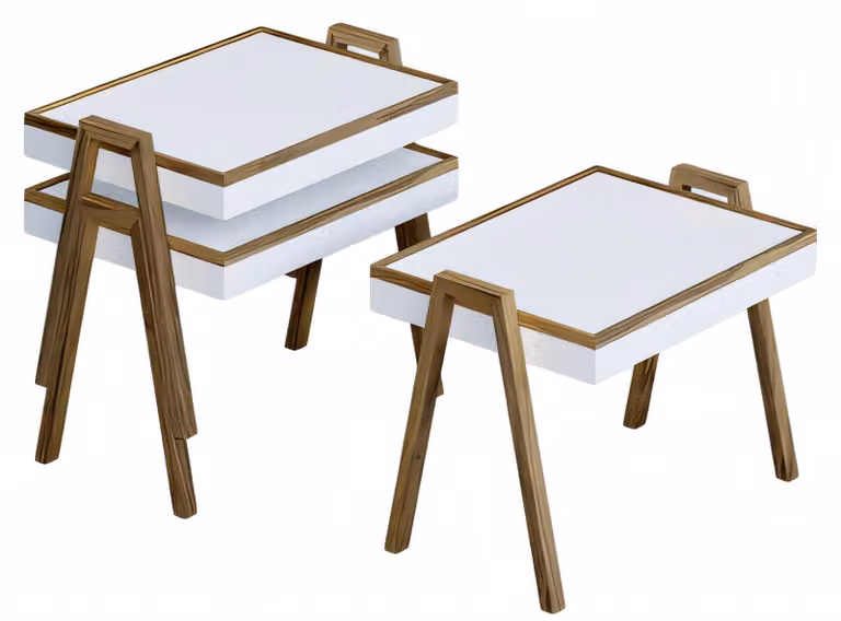 Elegantes weißes Couchtisch-Set aus Holz im modernen Design