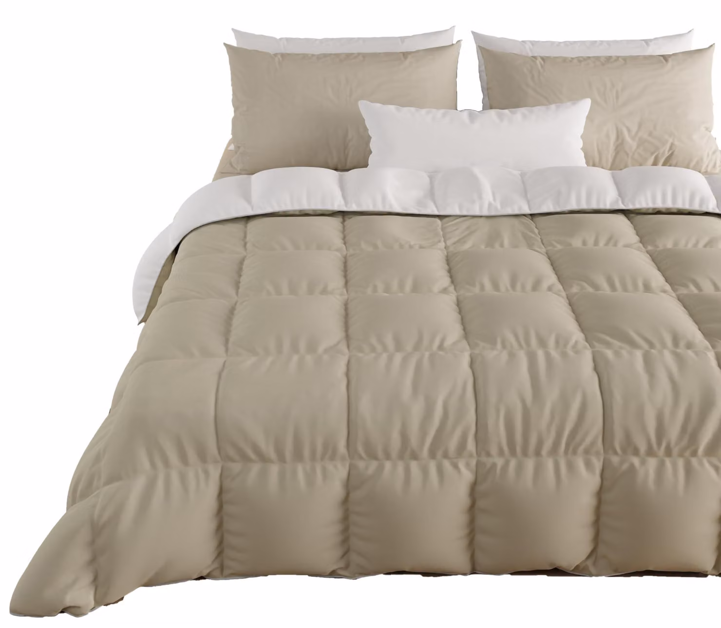 Coperta invernale per letto, dimensioni 240x260 cm, per 2 persone, in microfibra, colore bianco-taupe