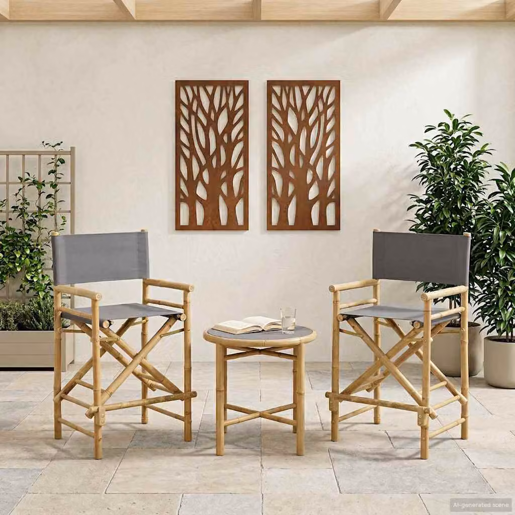 Set di 2 sedie da regista pieghevoli vidaXL in bambù naturale per giardino