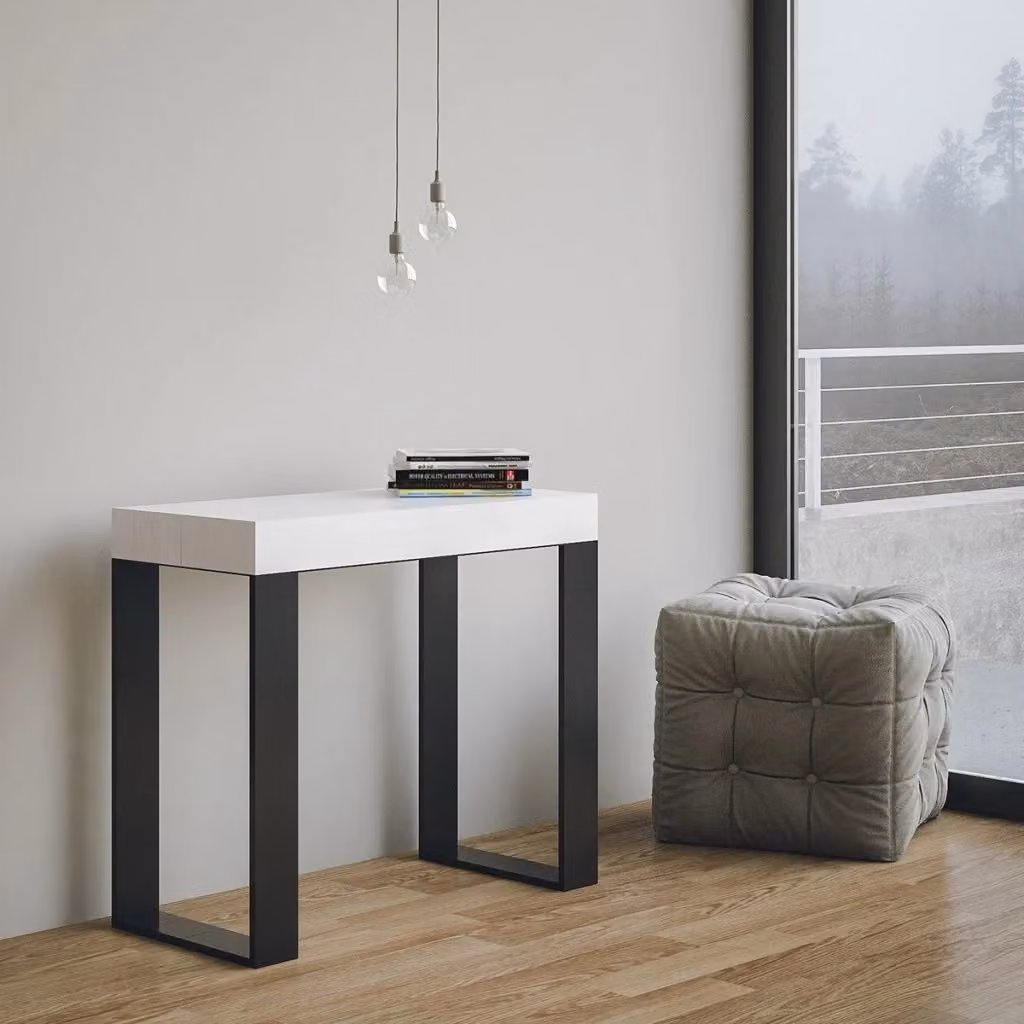 Consolle Allungabile Moderna GIORDANOSHOP in Nobilitato Bianco L/P/H: 90-196 x 40 x 77 cm – 2