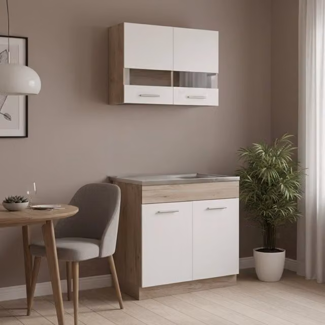 Cucinino Taurano DMORA Bianco Moderno con 2 Ripiani e Ante a Battente – 1