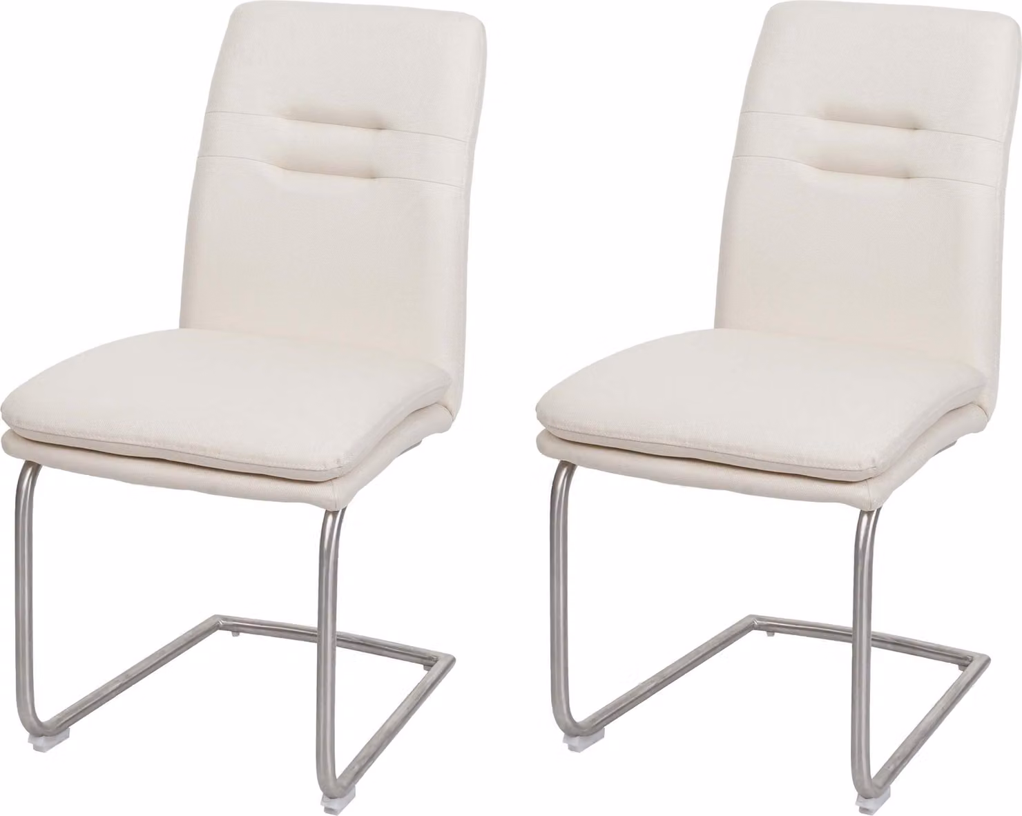 Set da 2 sedie da pranzo | A x L x P 92 x 47 x 57 cm | Altezza seduta 49 cm | Tessuto/tessuto, acciaio inossidabile spazzolato | Beige crema | Sedia da cucina, sedia a sbalzo