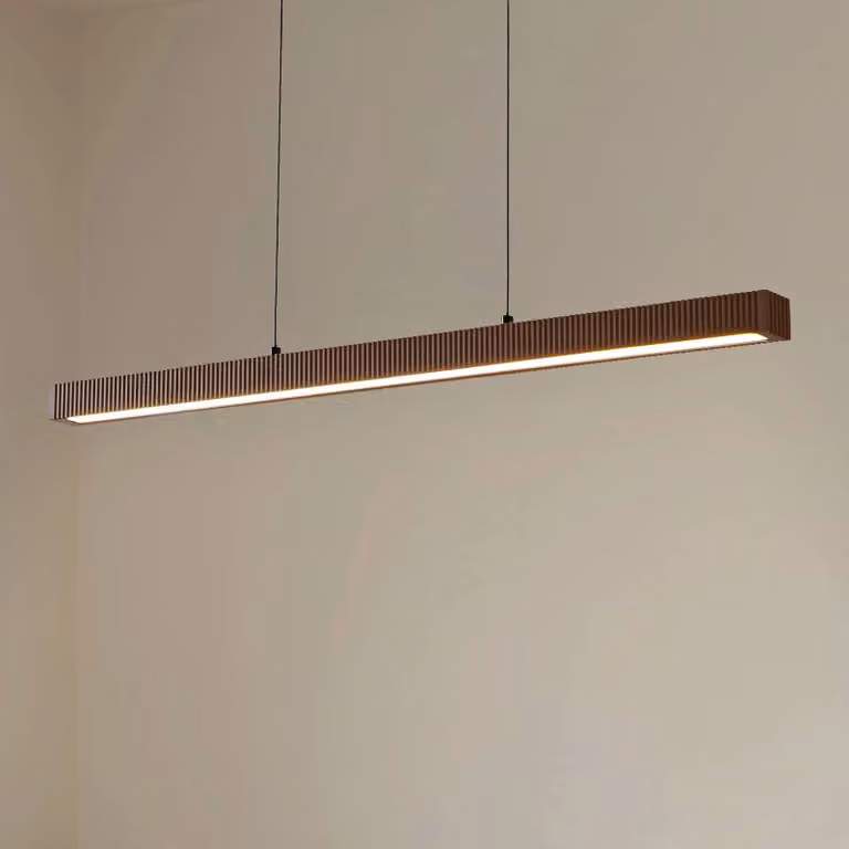 Lampada a sospensione Emara Lucande, dimmerabile, Legno scuro, Soggiorno / Sala da pranzo, Legno, Design, Lampada a sospensione