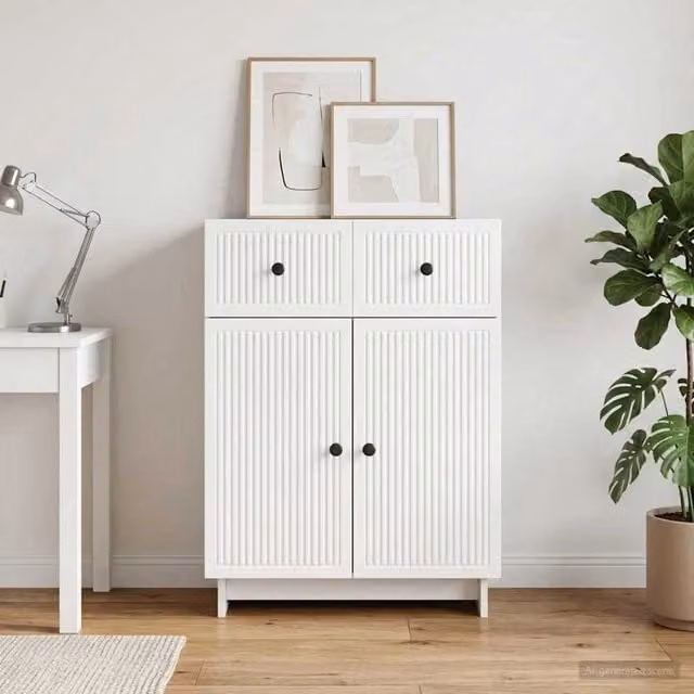Credenza moderna vidaXL in bianco lucido con montaggio a parete L: 66 cm, P: 34,5 cm, H: 90 cm