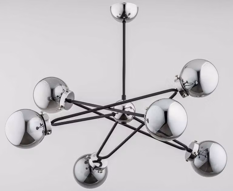 SAGITO 6xE14 10W 25616 Alfa lampada da soffitto moderna sfere di vetro cromate