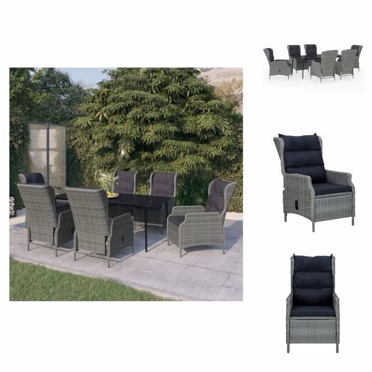 vidaXL set da pranzo da giardino 7 pezzi grigio chiaro - Set di mobili da giardino