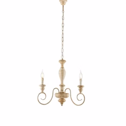 Lampadario Shabby Chic Cascina Bianco Tortora Vintage 3 Luci E14