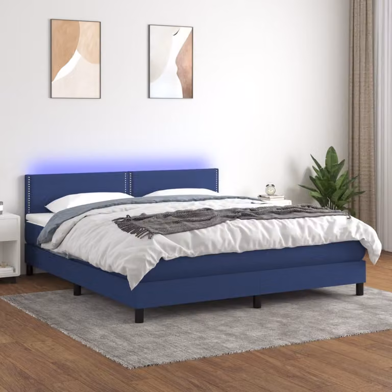 Maison Exclusive - Letto a Molle con Materasso e LED Blu 180x200 cm in Tessuto