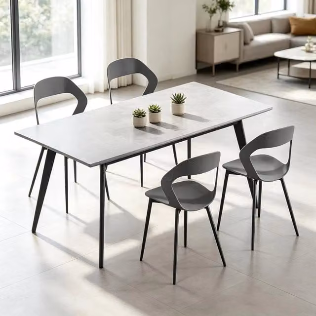 Sedie da pranzo set da 4 con schienale ergonomico traforato design salvaspazio senza braccioli in pp grigio