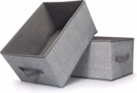 Contenitori capienti, set da 2 pezzi, pratici contenitori per riporre oggetti, 38 x 26 x 20 cm, organizer pieghevoli, contenitori in grigio-beige