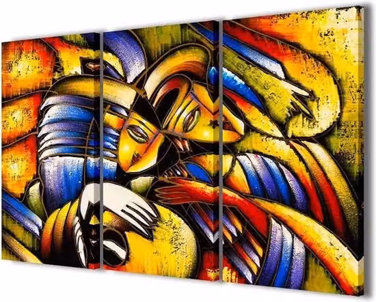 Dipinto astratto 009 Modern - 3 pannelli - Pronto per essere appeso - 90 x 60 cm