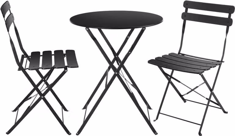 Tavolo rotondo con sedie Rebecca Mobili Pequi 71x60x60 Acciaio Nero Moderno SET 3 pz
