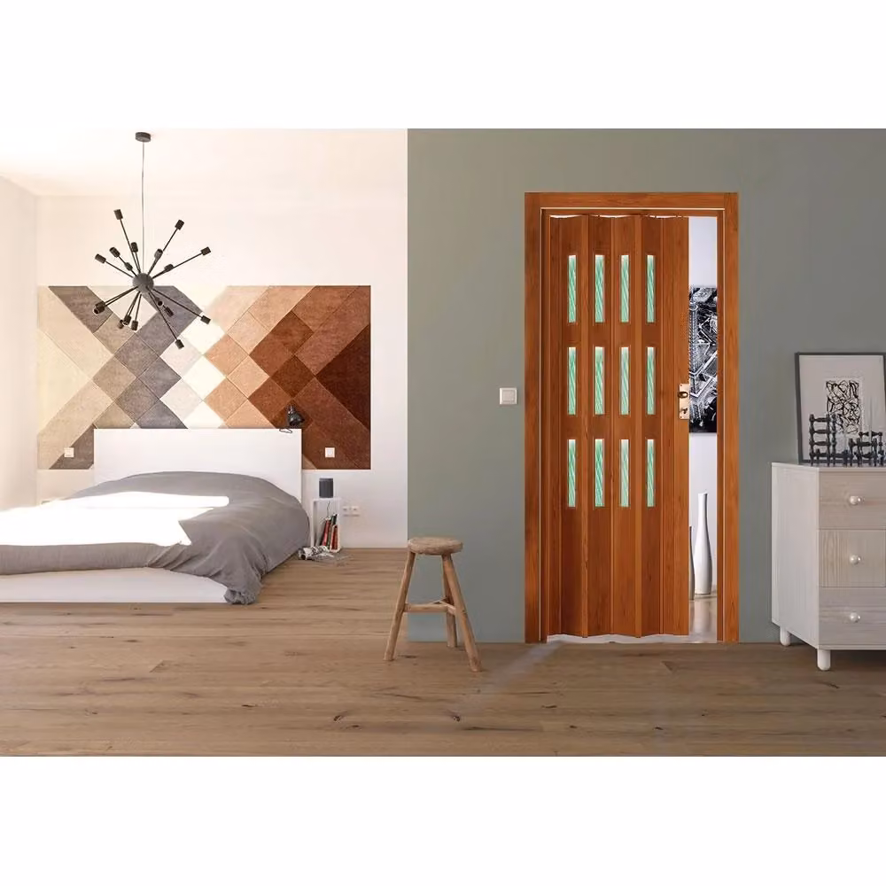 Porta a Soffietto Interna Saba in PVC con Vetro Trasparente Colore Ciliegio L: 88,5 cm, H: 214 cm – 2