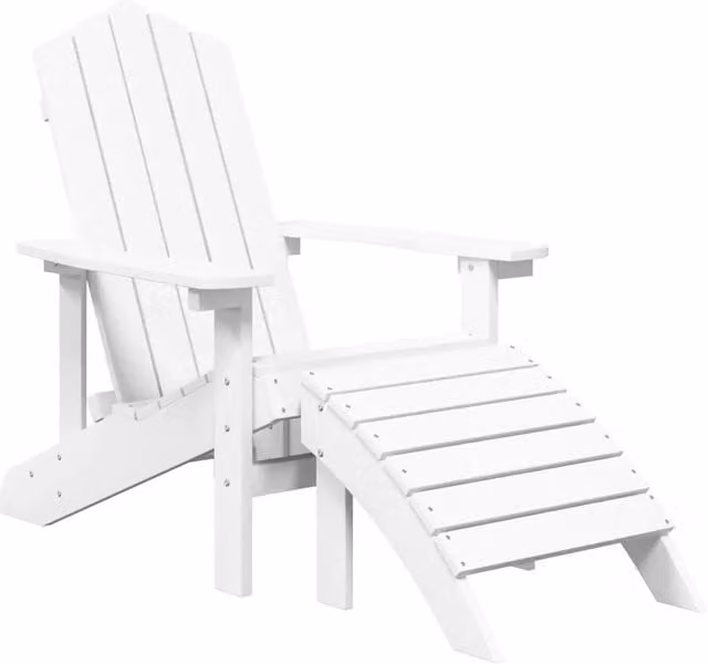 Sedia da giardino Adirondack con poggiapiedi in plastica e metallo bianca – 1