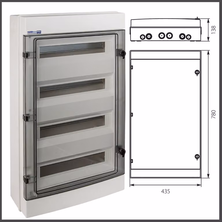 Quadro elettrico Ap RH Scatola portafusibili Quadro di distribuzione stagno ELEKTRO-PLAST Smoke