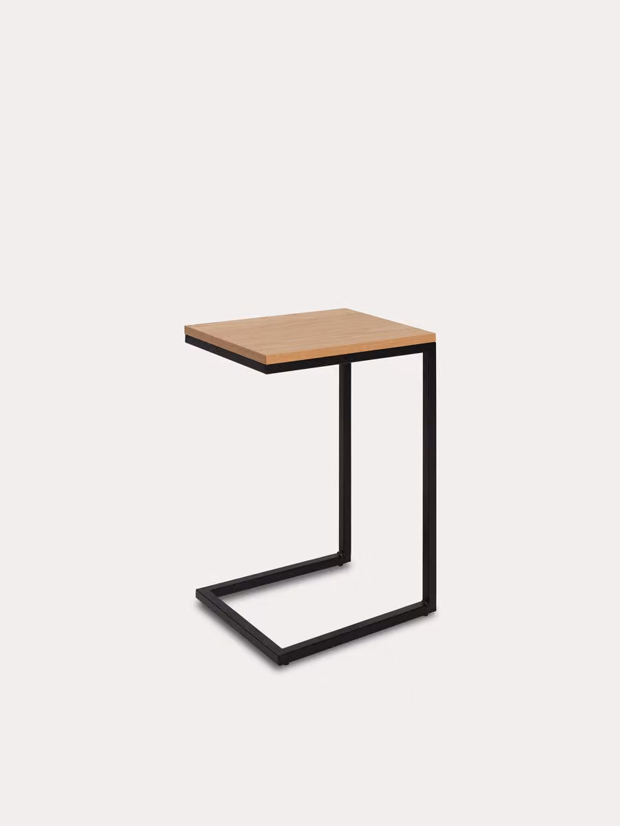 Tavolino rettangolare Galia Kenay Home in rovere nero e beige con base a slitta – 2