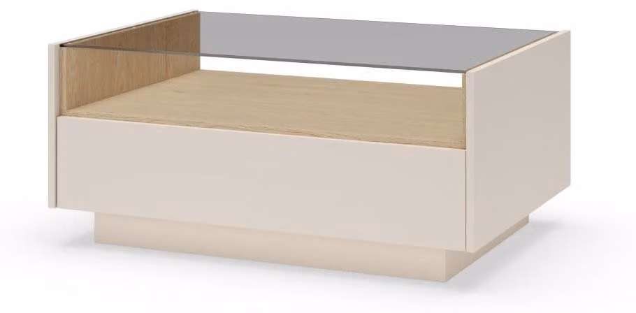 FURNLUX Tavolino Hiro A, colore beige, 96 cm / Colore principale: beige / Dimensioni: 96 x 44 x 68 cm