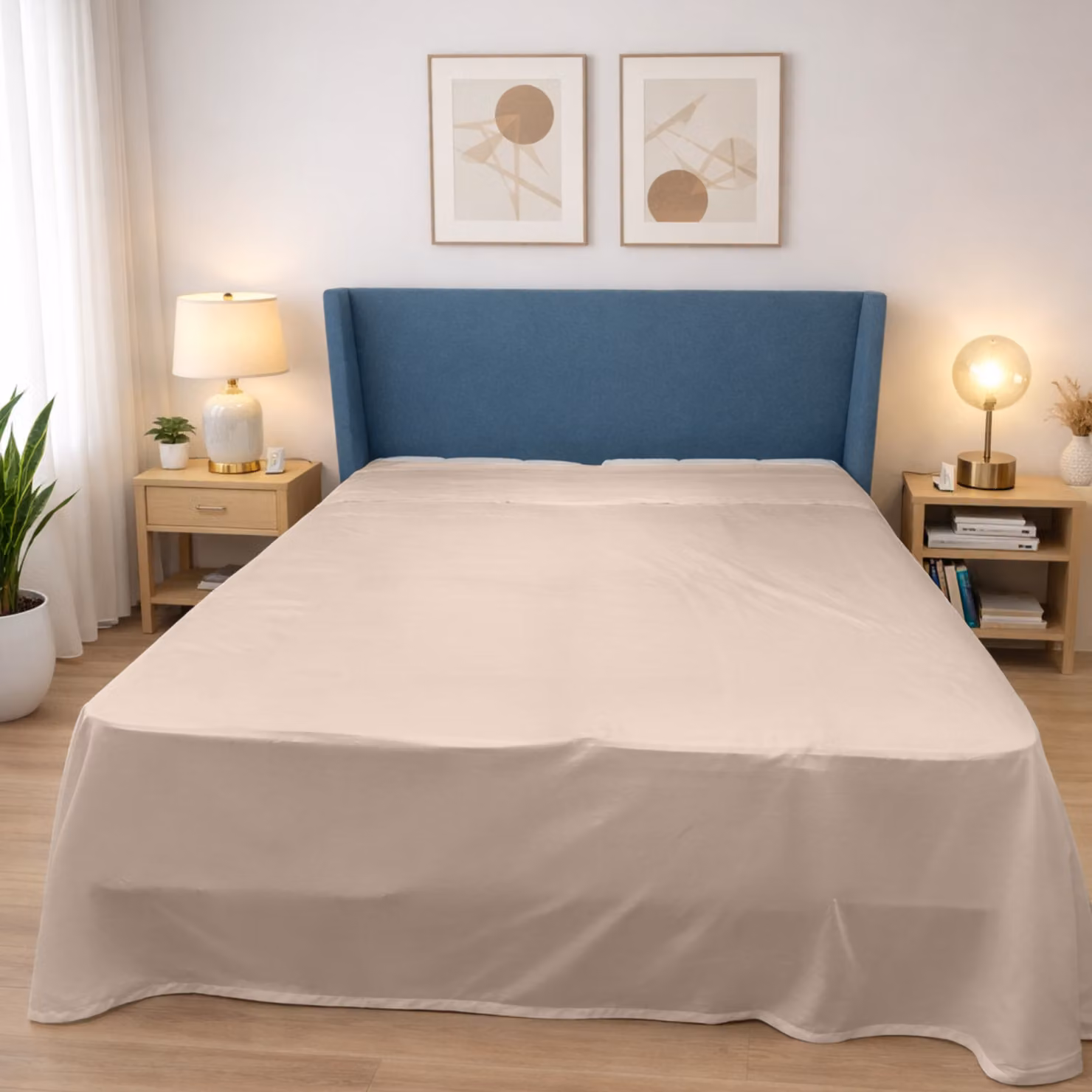 Lenzuolo sopra DaunenStep Oasi Deluxe in raso di cotone pettinato traspirante beige – 2