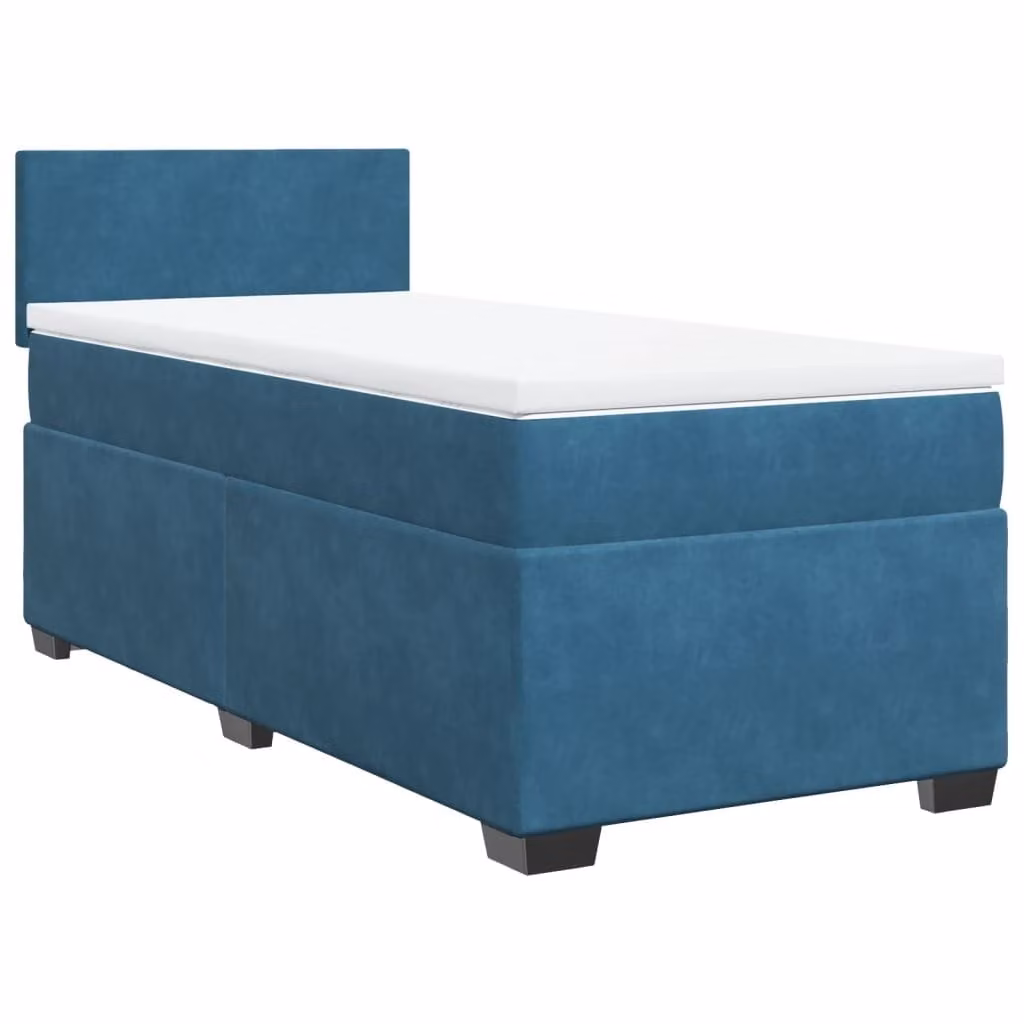 Giroletto a Molle con Materasso Blu Scuro 90x200 cm in Velluto