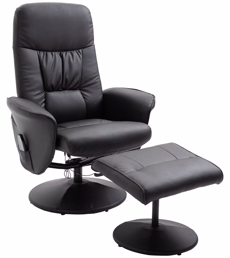 Poltrona reclinabile elettrica - Poltrona massaggiante elettrica - Con poggiapiedi - Poltrona girevole, colore nero