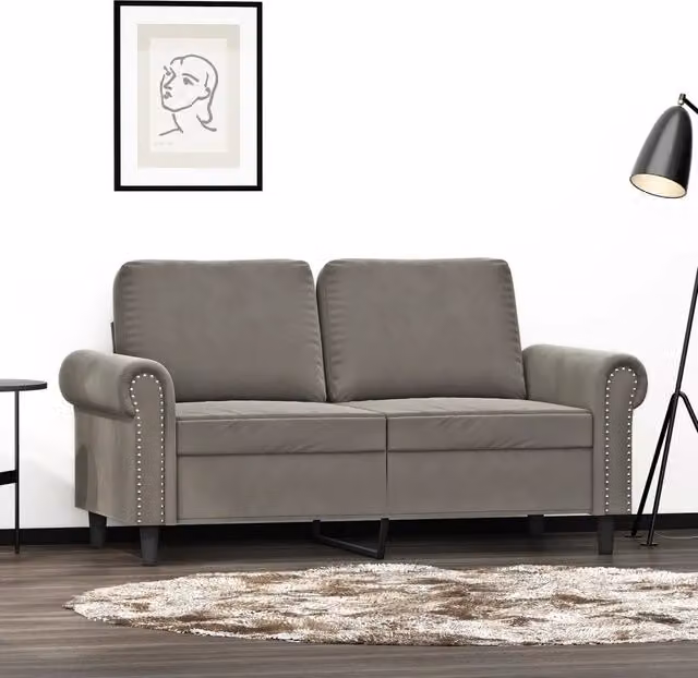 Divano a 2 Posti Grigio Chiaro 120 cm in Velluto 349147