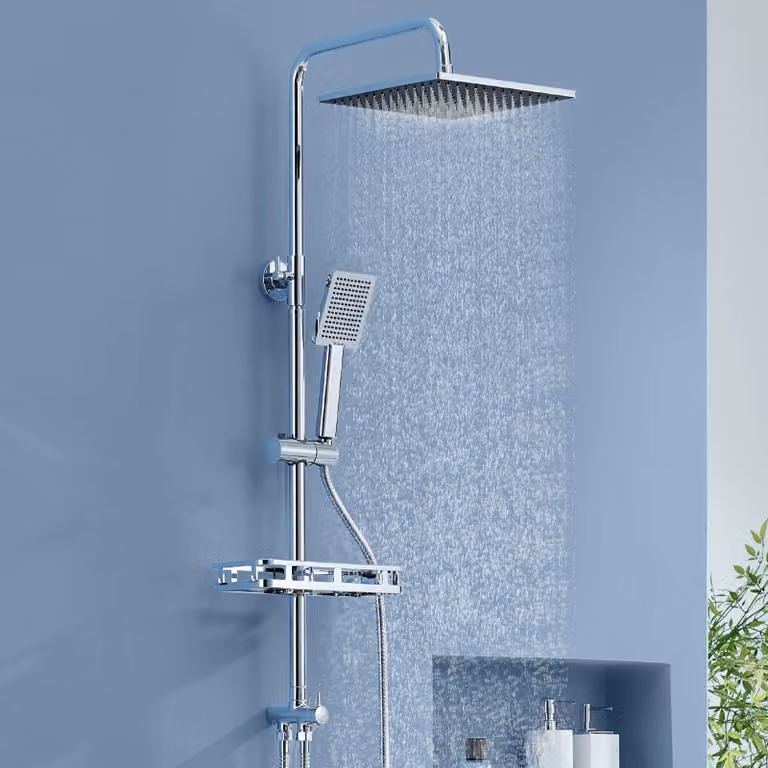 Doccia a soffione, 25x25 cm, acciaio inossidabile, altezza regolabile, cromata