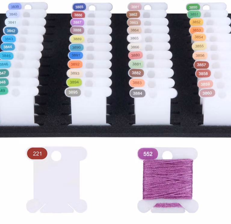 Bobine di filo per maglieria, confezione da 500 pezzi, preetichettate, in plastica, organizer