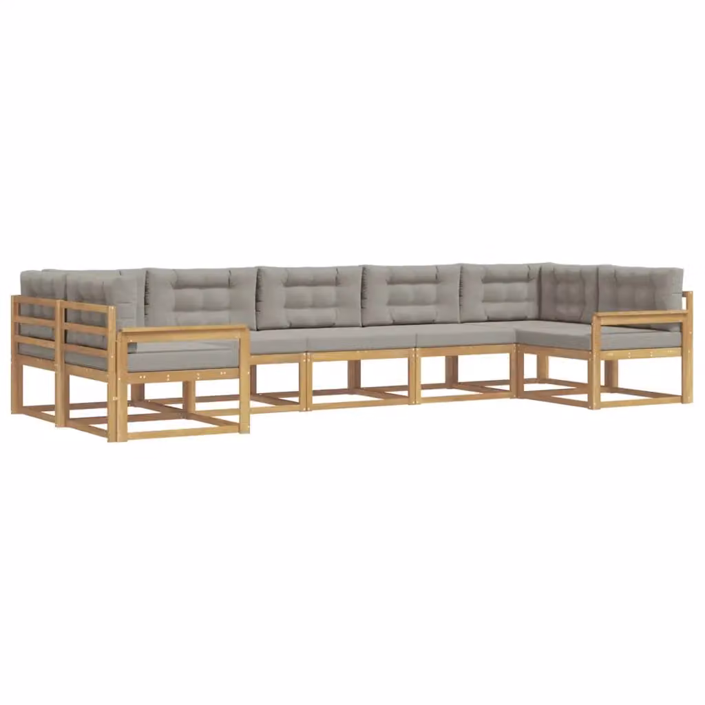 Set di divani da esterno vidaXL in legno di acacia con cuscini, Bianco e Grigio – 2