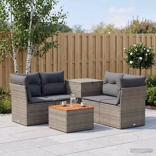 Set di divani 6 pz Grigio e Grigio Scuro 55 x 55 x 37 cm 3447356