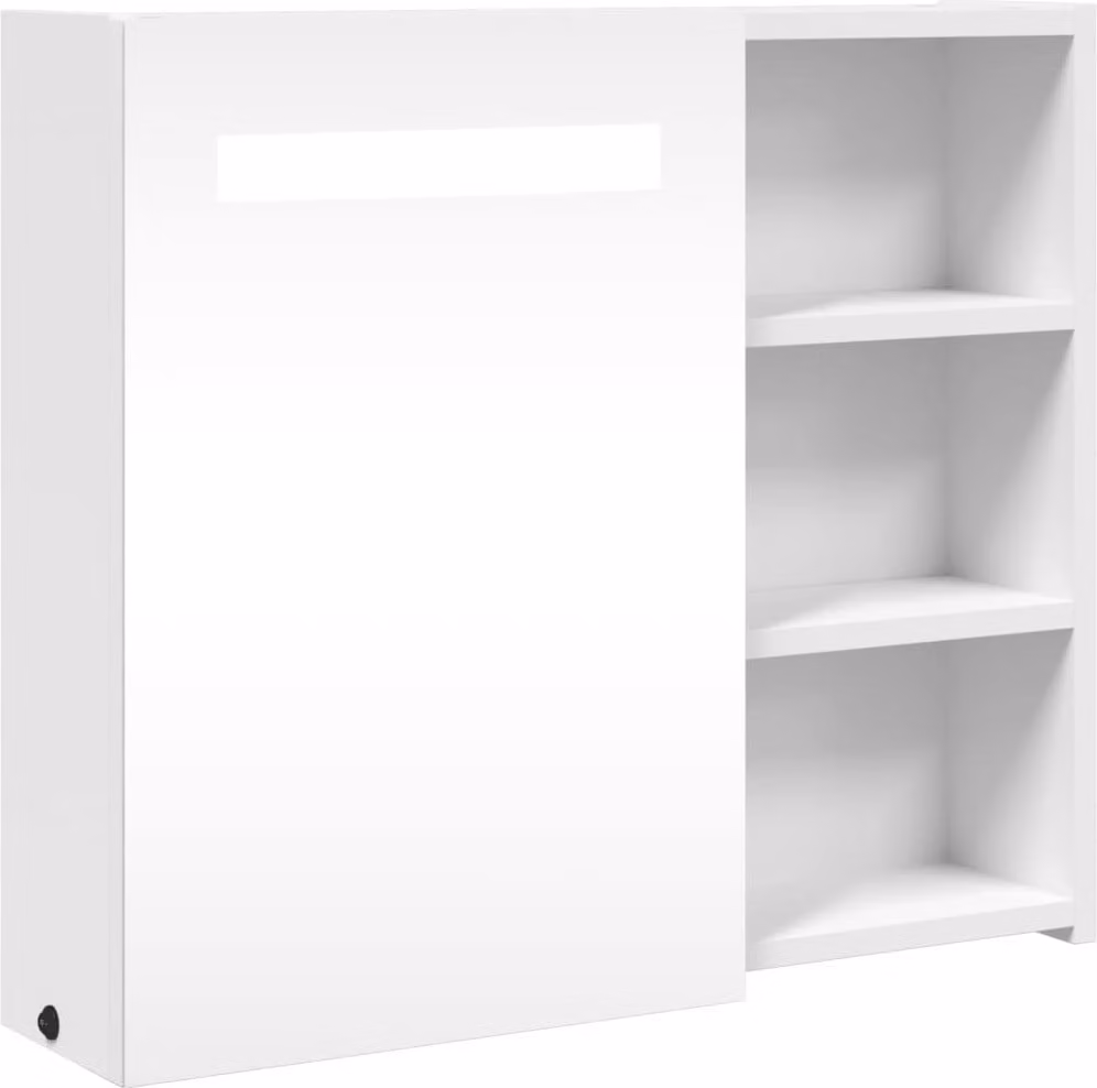 Armadietto Bagno con Specchio e LED Bianco 60x13x52 cm