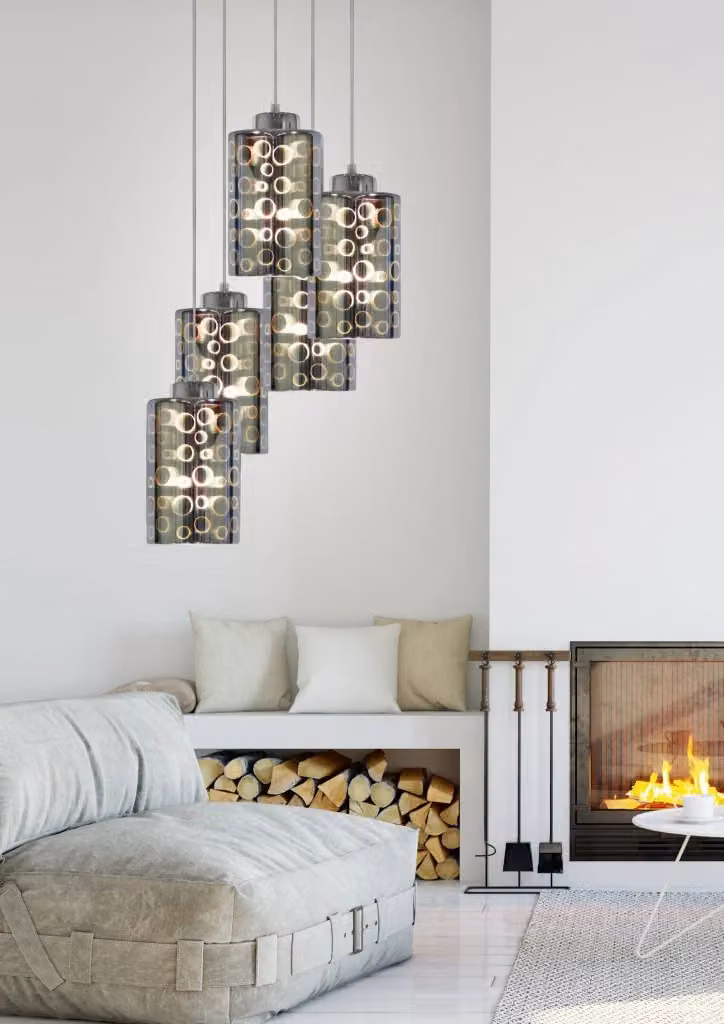 Lampadario a sospensione Candellux Nocturno 35-57730 in metallo e vetro cromo con 5 lampadine E27, regolabile in altezza e dimmerabile – 2