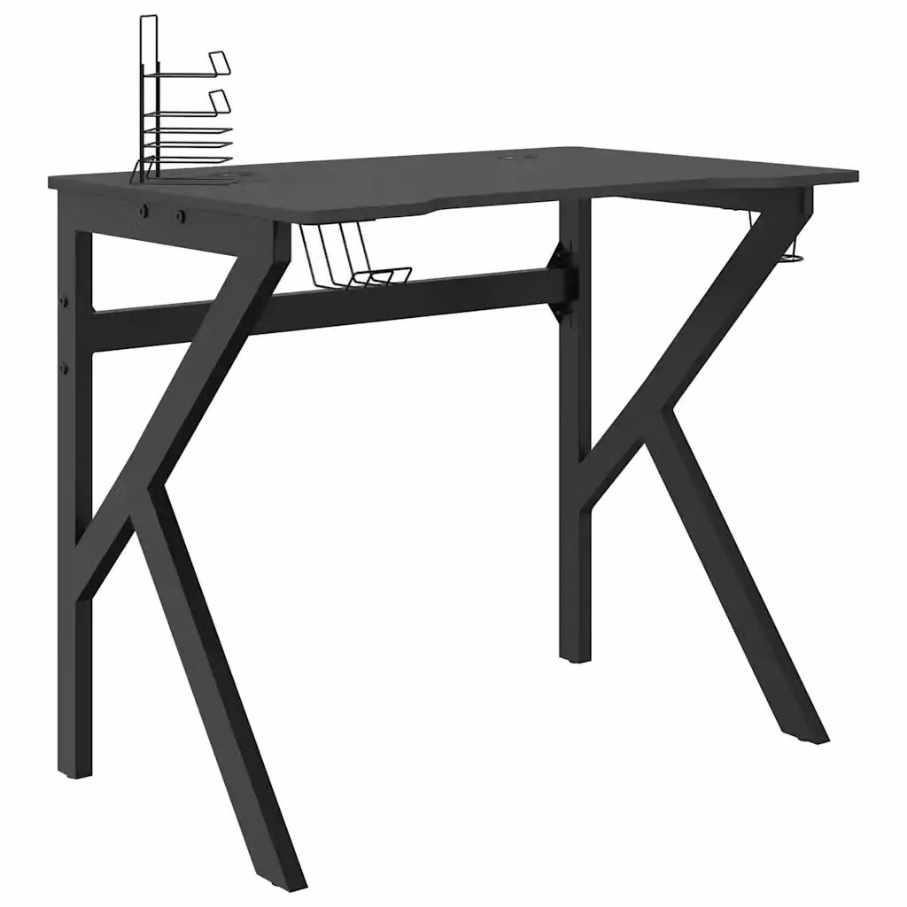 Scrivania da Gaming moderna vidaXL nera con struttura a X in metallo e piano in MDF L/P/H: 150 x 60 x 75 cm – 2