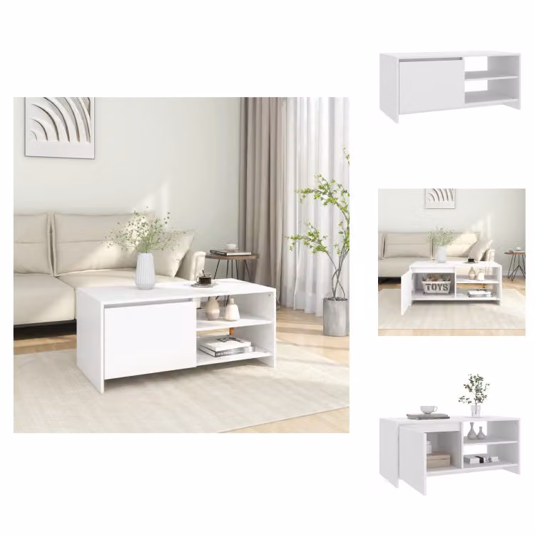 vidaXL Tavolino bianco 102x50x45 cm in legno - Tavolini da caffè