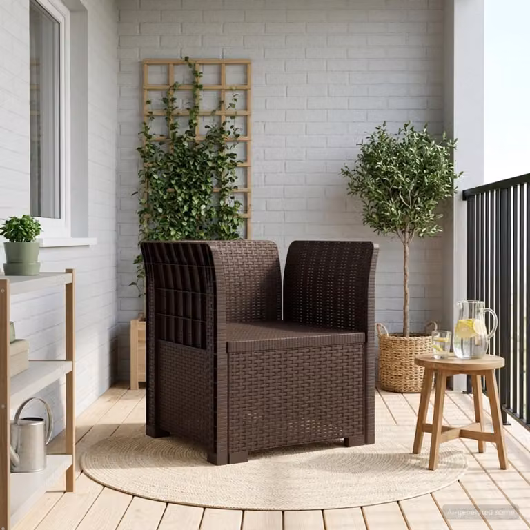 Poltrona a 1 Posto vidaXL in Effetto Rattan Marrone per Giardino e Balcone