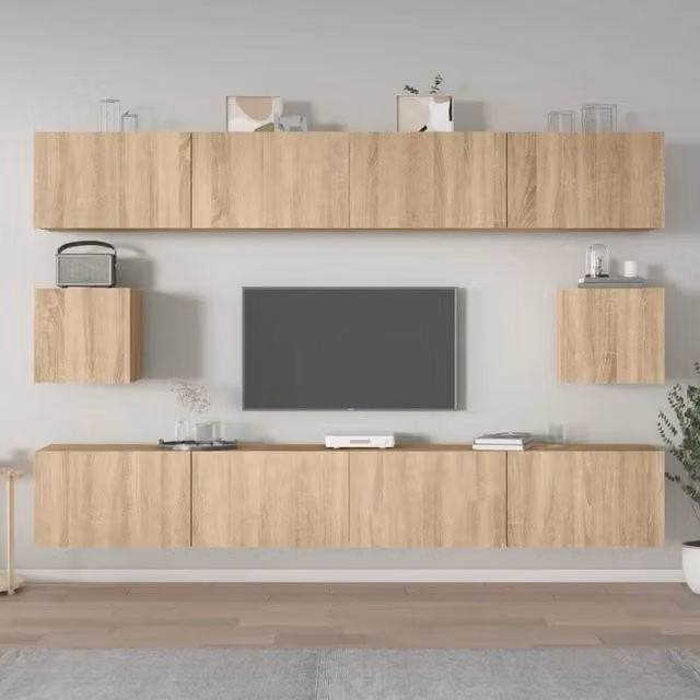 Set di Mobili Porta TV 6 pz Rovere Sonoma in Legno Multistrato 3114368