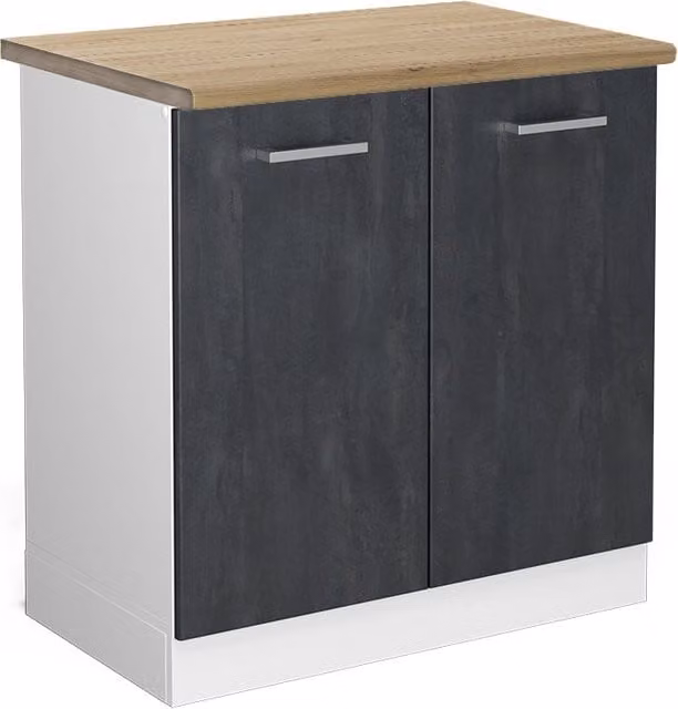 Mobile lavello cucina R-Line Calce nera/Bianco 80 cm PT Rovere Vicco