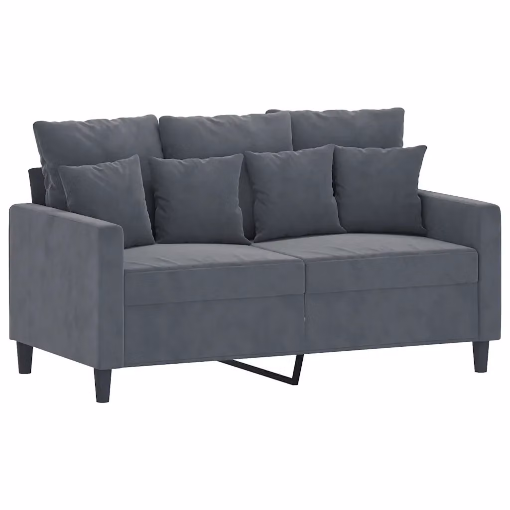 Divano moderno vidaXL in velluto grigio con struttura in metallo per il tuo soggiorno L: 138 cm, P: 80 cm, H: 77 cm – 2