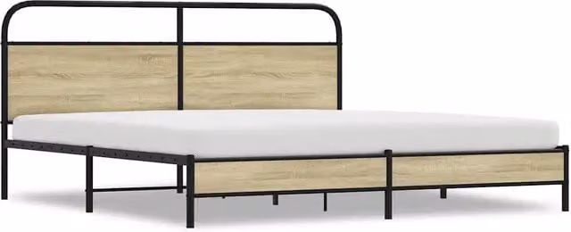 Letto matrimoniale | Letto per adulti | Giroletto senza Materaso in Metallo Rovere Sonoma 200x200 cm