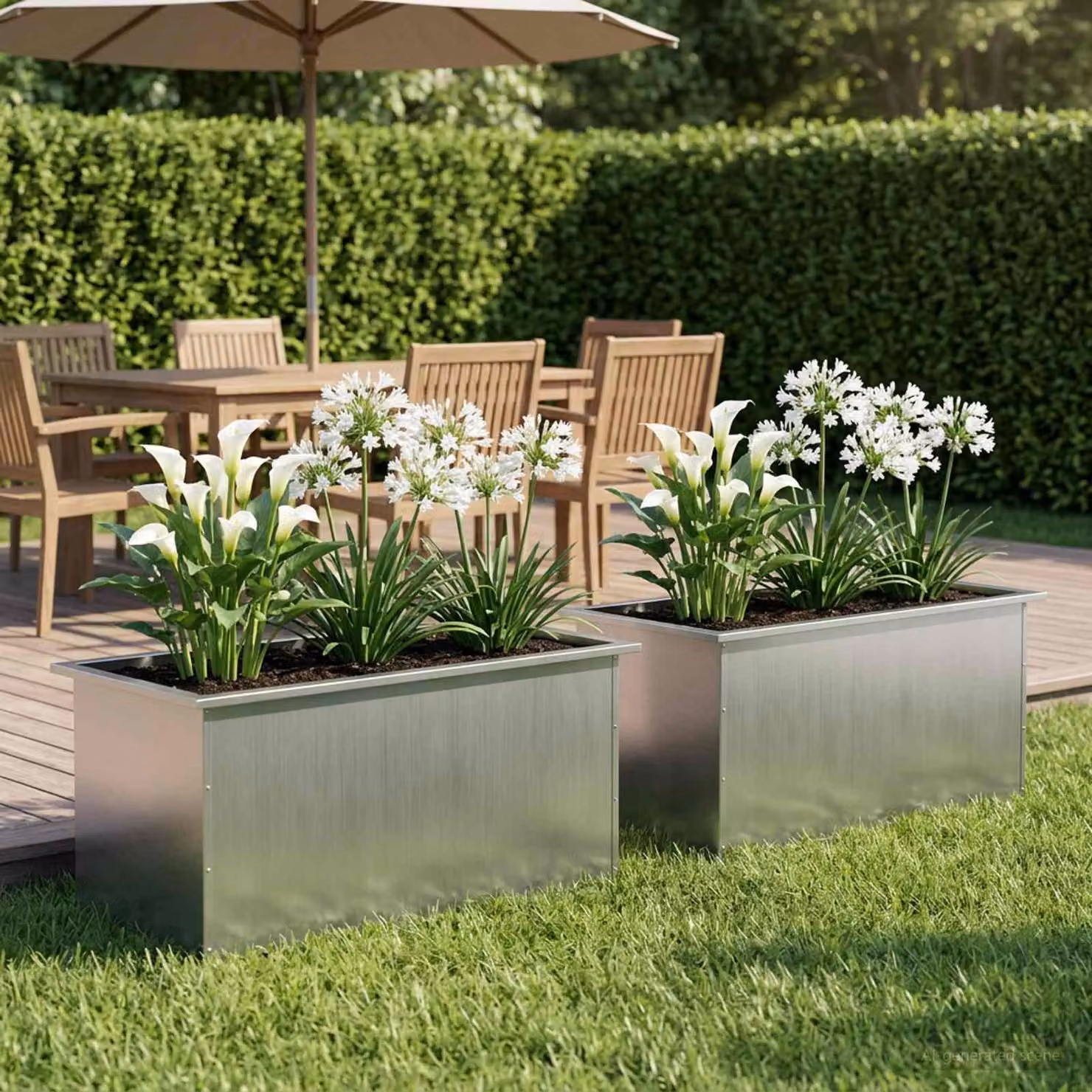 vidaXL Fioriera da giardino con LED 2 pz Argento 50 x 80 x 48 cm