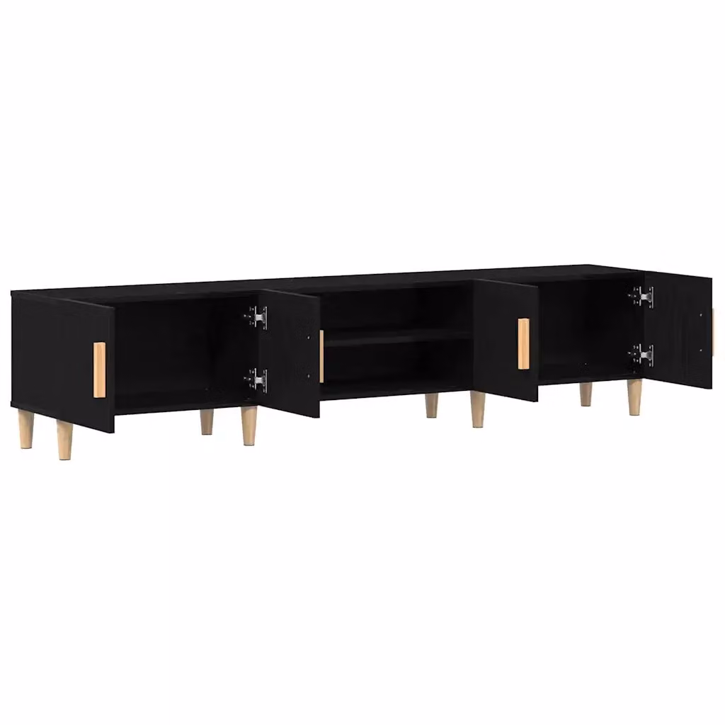 Mobile porta TV moderno minimalista in legno nero HELLOSHOP26 L: 180 cm, P: 31,5 cm, H: 40 cm – 2