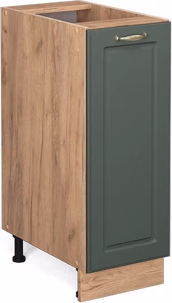 Armadio dispensa da cucina alto Fame-Line Vicco in stile rustico verde e oro con rovere dorato, L: 30 cm