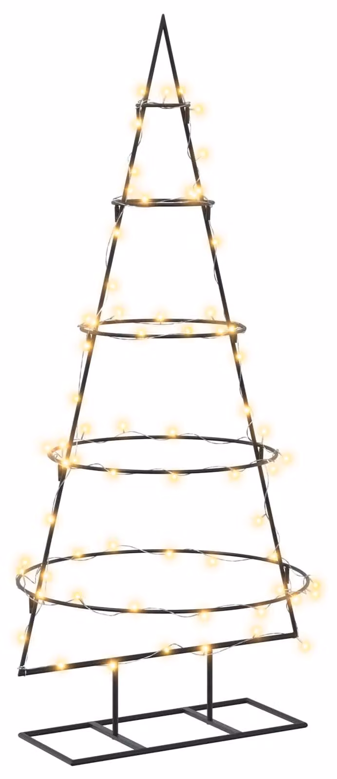 Albero di Natale in metallo con supporto, modello KUOPIO, 125 cm, luci bianche calde