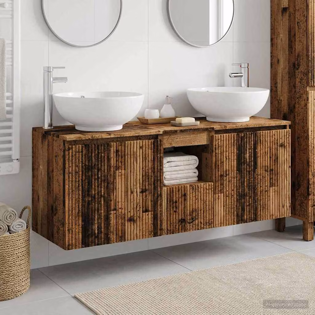 Set di 3 armadi da bagno moderni vidaXL in legno e metallo colore marrone L/P/H: 49,5 x 44,5 x 65 cm