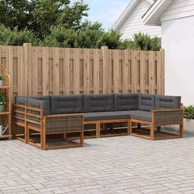 Set di divani da esterno 6 pz Naturale e Antracite 3382840