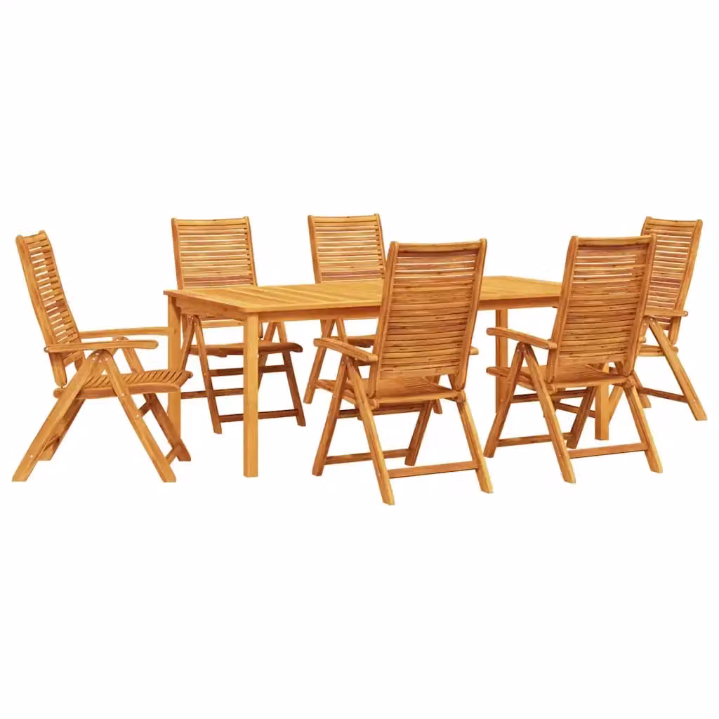 Set da pranzo per giardino e terrazzo vidaXL in legno di acacia marrone, 7 pezzi – 2
